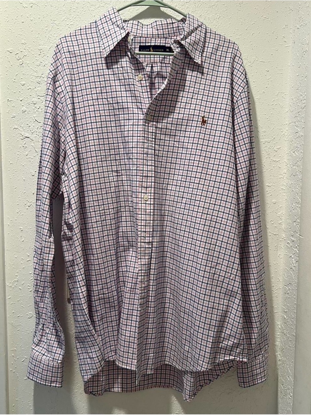 Ralph Lauren Pink and Navy Windowpane Button-Down Shirt size XL